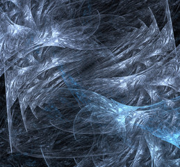Silver abstraction - Background fractal silver and blue pattern on black