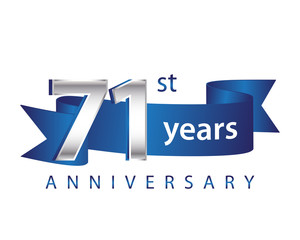 71 Years Anniversary Logo Blue Ribbon