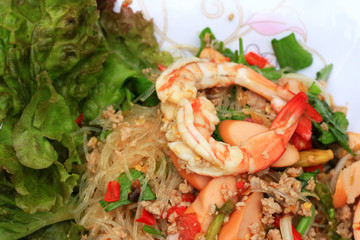Shrimp glass noodles salad and - Asia food