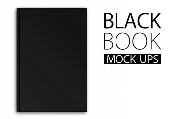 Mock-up of a black book on white background