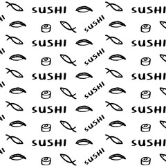  doodle sushi seamless background