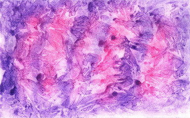 Purple Abstract / Bright background, purple and pink streaks, manually created using watercolors