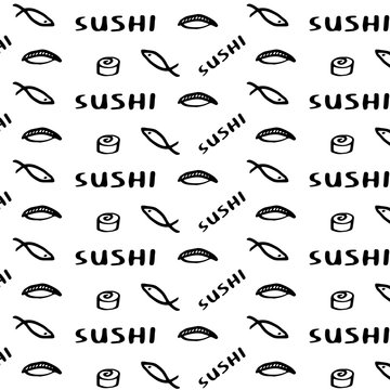  doodle sushi seamless background