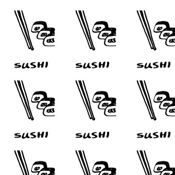  doodle sushi seamless background