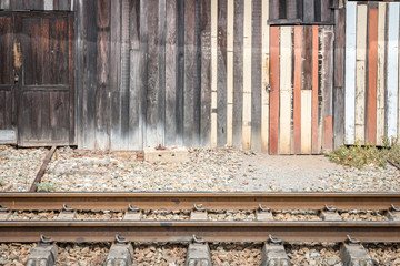 wood warehouse at beside of railway