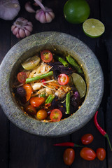 spicy papaya salad with salted crab and fermented fish