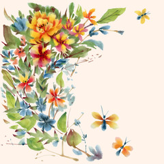 Fototapeta na wymiar Watercolor flowers