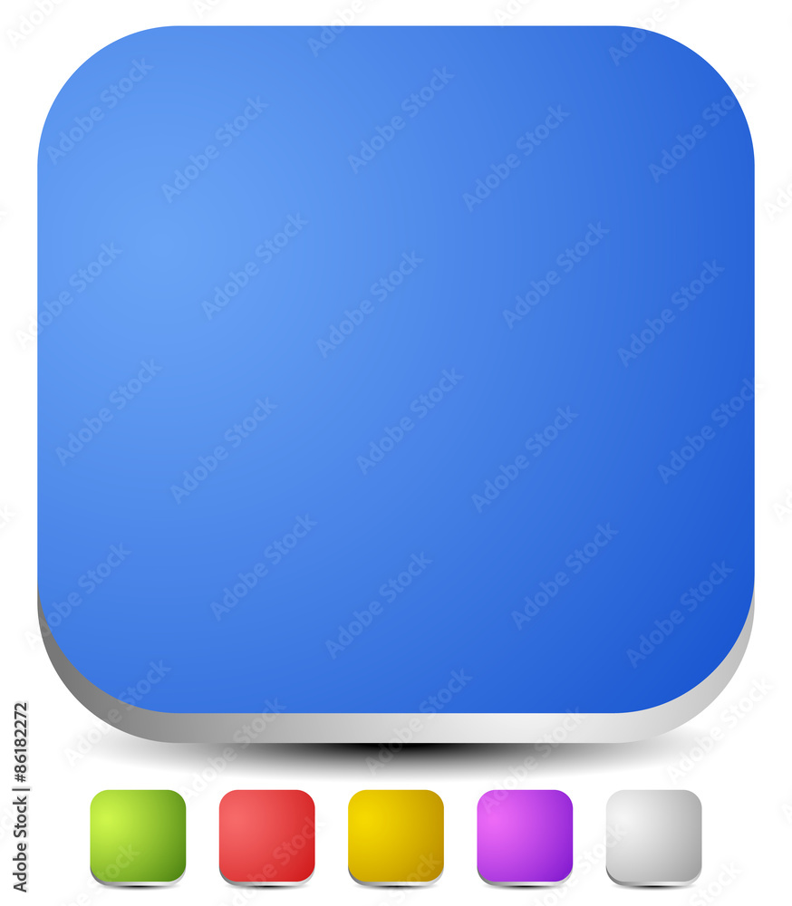 Poster 3d rounded squares. empty icon, button backgrounds. set of 6 col