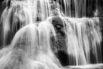 Papier Peint photo Lavable Cascades weir on the waterfall black and white