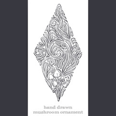 Abstract Ornament of Mushrooms Black