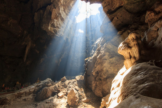 Sun beam in cave