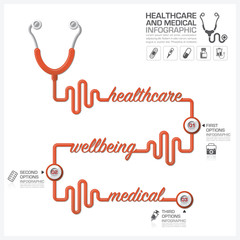 Healthcare And Medical Infographic With Stethoscope Timeline Dia