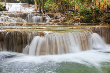Fototapeta na wymiar Huai Mae Khamin waterfall in deep forest, Thailand