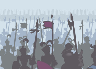 Medieval knightly army. Vector