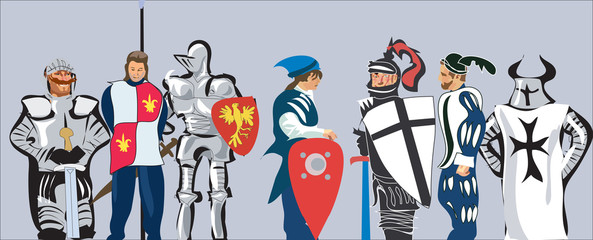 Medieval knightly army. Vector