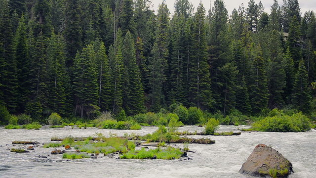 View of the Deschutes River in central Oregon passing by
