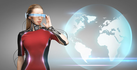 woman with futuristic glasses and sensors