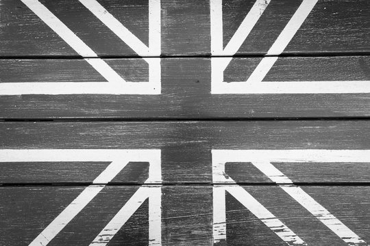 Britain flag on chair texture. Black and White