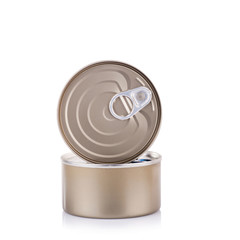 Aluminum can on a white background