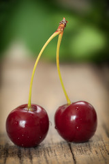 Close-up of fresh red cherries