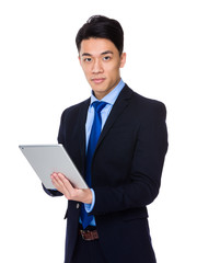 Asian businessman use of tablet pc