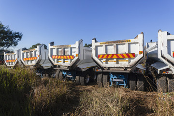Fototapeta na wymiar Trucks Industrial vehicles parked roadside