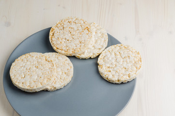 rice cake, puffed rice on table
