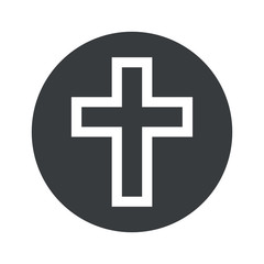 Monochrome round christian cross icon
