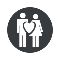 Monochrome round love couple icon