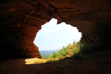 sea view from the cave sky