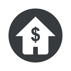 Monochrome round dollar house icon