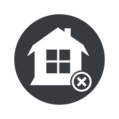 Monochrome round remove house icon