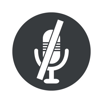 Monochrome round muted microphone icon