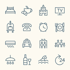Hotel services icon set