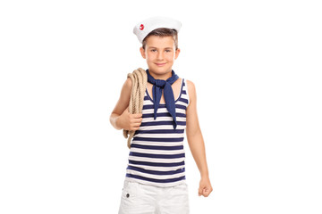 Cute little boy in a sailor outfit