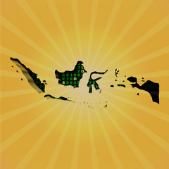 Indonesia sunburst map with hex code illustration
