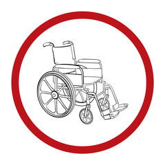 Fototapeta na wymiar Wheelchair. Vector hand drawn illustration