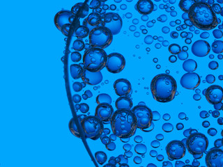 Edge of bubbles - blue macro background
