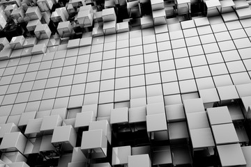 Field of gray 3d cubes. 3d render background image