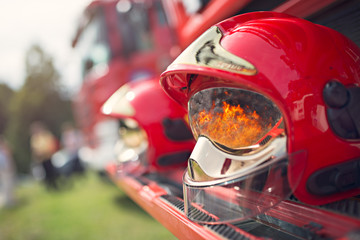 Firefighter's helmet - fire reflection
Fireman helmet, reflection of the fire in the visor