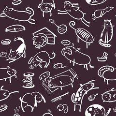 pattern with cats and dogs