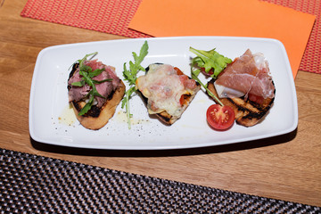 Welcome tray of bruschetta fixings