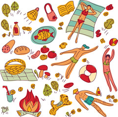 Summer vacation people objects isolated set color
Every object separated. Color illustration.