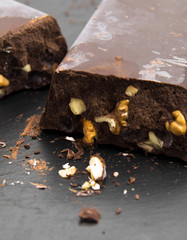 very thick brick of chocolate with walnut