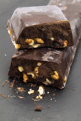 very thick brick of chocolate with walnut