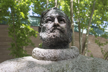 Ernest Hemingway Statue outside of Pamplona bull ring (Spain)