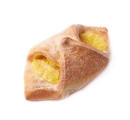 Sweet bread bun with yellow cream