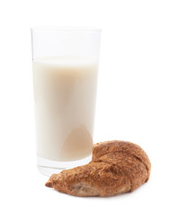 Croissant and glass of milk