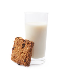 Glass of milk and cookie composition