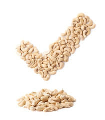 Yes tick mark made of cashew nuts